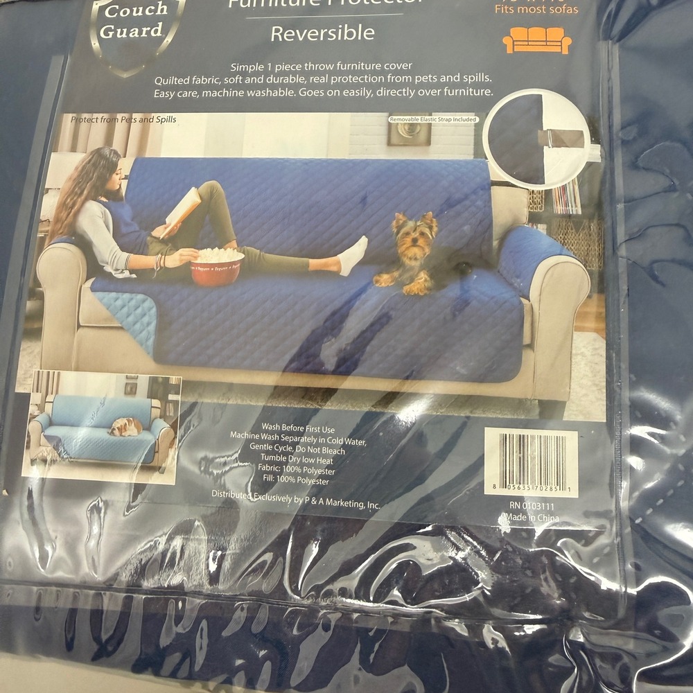 Couch Guard Reversible Quilted Furniture Protector Sofa Cover Blue 75x110 Dog